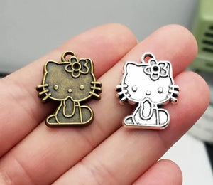 10pcs/Lot 21x24mm Cat Charms Pet Pendants DIY Jewelry Making Supplies