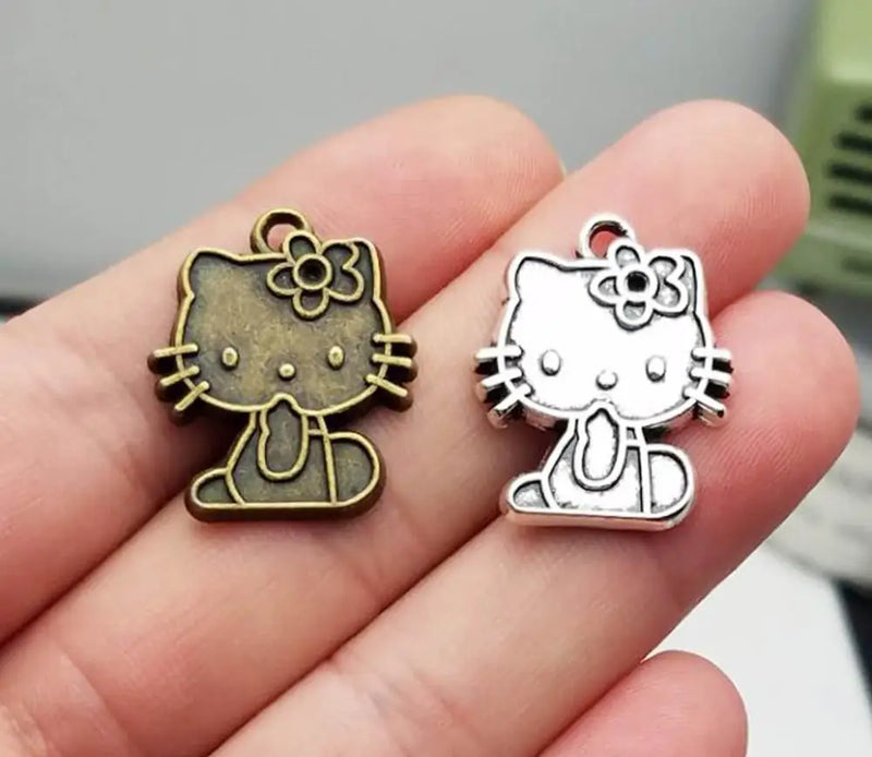 10pcs/Lot 21x24mm Cat Charms Pet Pendants DIY Jewelry Making Supplies