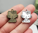 10pcs/Lot 21x24mm Cat Charms Pet Pendants DIY Jewelry Making Supplies