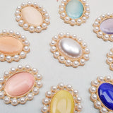 10pcs 23*28mm Oval Pearl Wedding Opal Buttons DIY Hair Accessory Jewelry Crafts