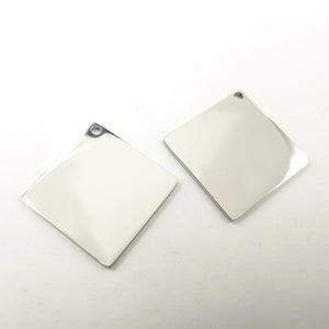 10pcs 25MM Square Army Card Tag Stainless Steel Pendants DIY