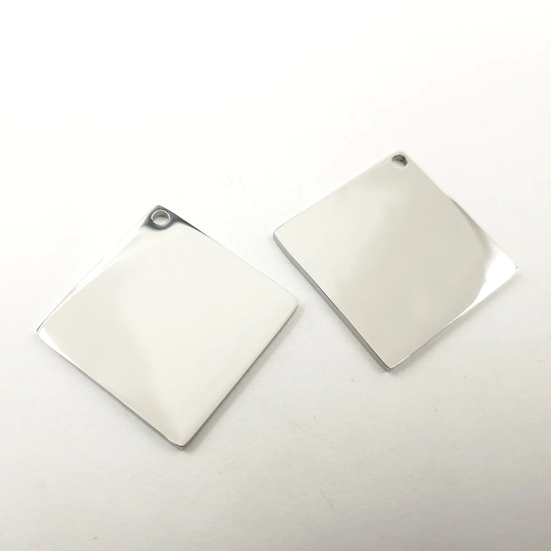 10pcs 25MM Square Army Card Tag Stainless Steel Pendants DIY