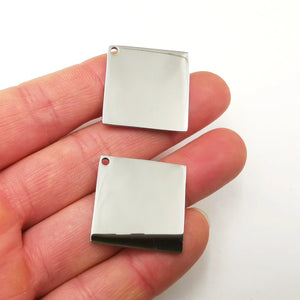 10pcs 25MM Square Army Card Tag Stainless Steel Pendants DIY