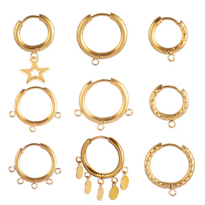 10pcs Stainless Steel Huggie Earring Charms Hoop Earrings for DIY Jewelry Making
