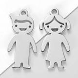 10pcs 316L Stainless Steel Boy Girl Charms for DIY Jewelry Making