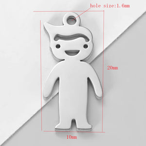 10pcs 316L Stainless Steel Boy Girl Charms for DIY Jewelry Making