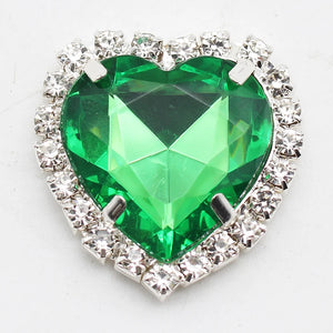 10pcs 31mm Silver Heart Shaped Rhinestone Buckle For Jewelry Sewing