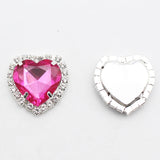 10pcs 31mm Silver Heart Shaped Rhinestone Buckle For Jewelry Sewing