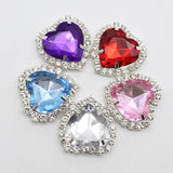 10pcs 31mm Silver Heart Shaped Rhinestone Buckle For Jewelry Sewing