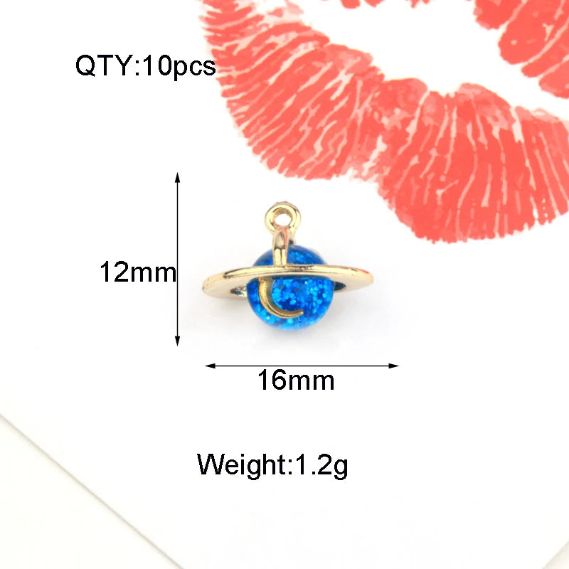 3D Star Moon Planet Charms Sky Bracelet Earring Keychain Pendants Set