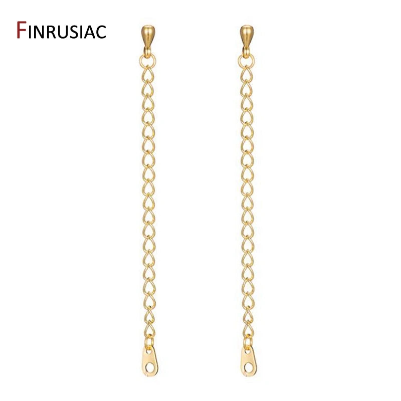 10pcs 75mm Extension Chain 14K Plated Brass Bulk Bracelet Tail Chains
