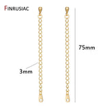 10pcs 75mm Extension Chain 14K Plated Brass Bulk Bracelet Tail Chains