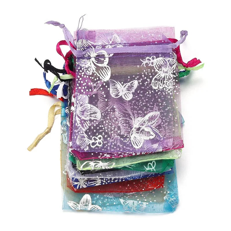 10pcs/Lot Colorful Organza Bag Butterfly Pounch Jewelry Packaging Bag