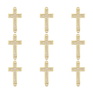 10pcs 8mm CZ Spacer Cross Beads Brass Micro Pave Cubic Zirconia Beads