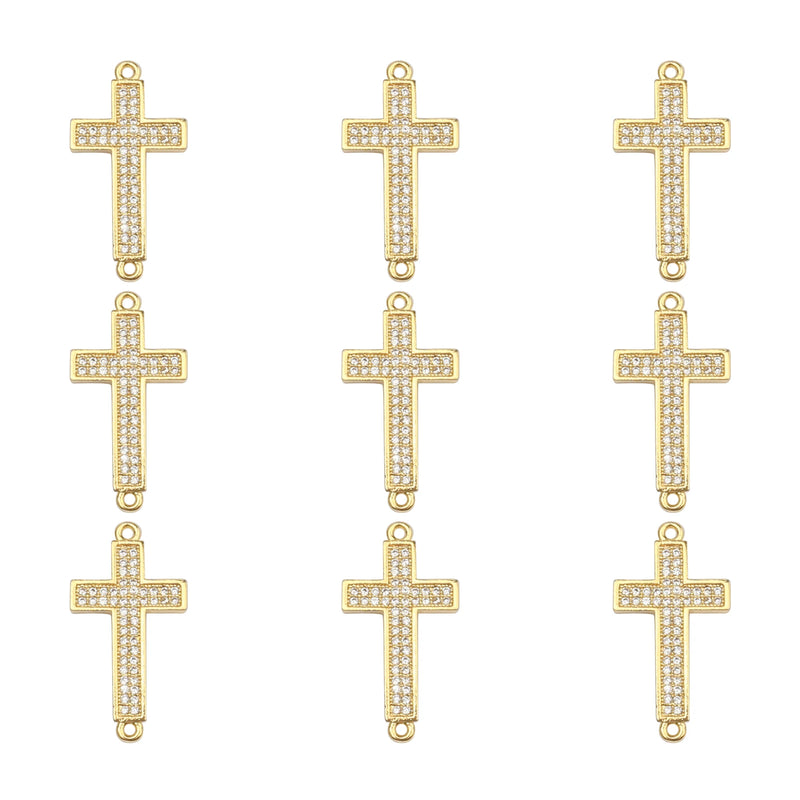10pcs 8mm CZ Spacer Cross Beads Brass Micro Pave Cubic Zirconia Beads