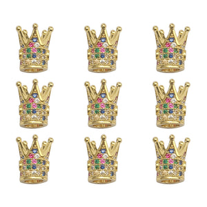 10pcs 8mm CZ Spacer Crown Beads Brass Micro Pave Cubic Zirconia DIY Charms