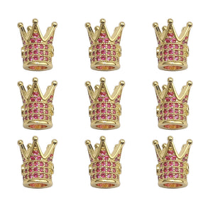 10pcs 8mm CZ Spacer Crown Beads Brass Micro Pave Cubic Zirconia Beads Jewelry