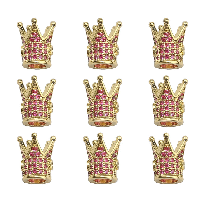 10pcs 8mm CZ Spacer Crown Beads Brass Micro Pave Cubic Zirconia Beads Jewelry