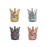 10pcs 8mm CZ Spacer Crown Beads Brass Micro Pave Cubic Zirconia DIY Charms