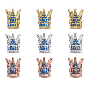10pcs 8mm CZ Spacer Crown Beads Brass Micro Pave Cubic Zirconia Beads Jewelry