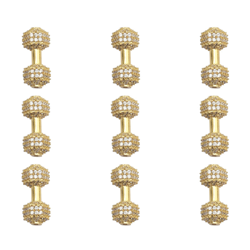 10pcs/Lot 8mm CZ Spacer Dumbbell Beads Brass Micro Pave Cubic Zirconia Beads
