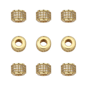 10pcs 8mm CZ Spacer Round Beads Micro Pave Zirconia Jewelry Making DIY Charms