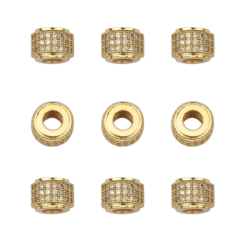 10pcs 8mm CZ Spacer Round Beads Micro Pave Zirconia Jewelry Making DIY Charms