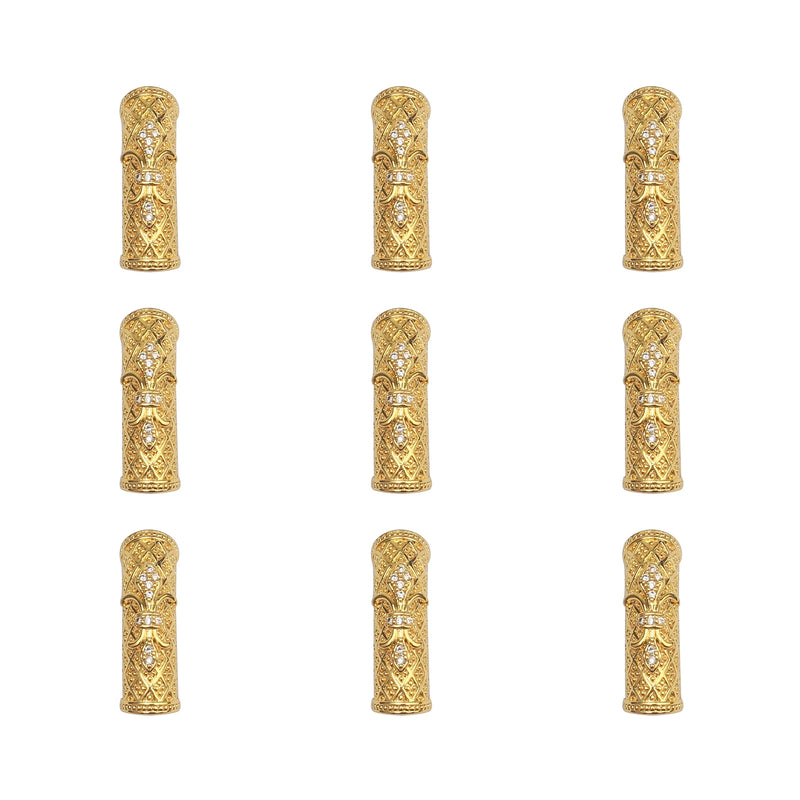10pcs 8mm CZ Spacer Tube Beads Brass Micro Pave Cubic Zirconia Beads