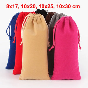 10pcs Long Size Drawstring Velvet Pouch Bag Gift Parfum Packaging Bags