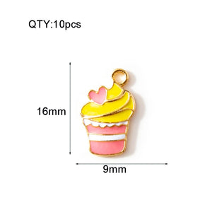 10pcs 9*16mm Enamel Ice Cream Charm For Jewelry Making Earring Bracelet Necklace