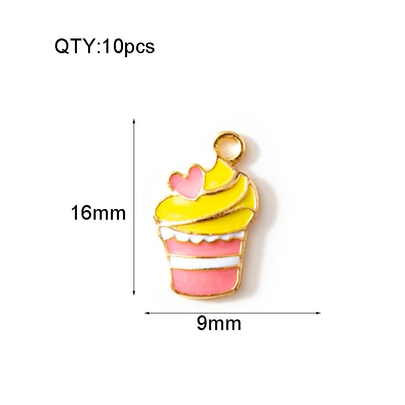 10pcs 9*16mm Enamel Ice Cream Charm For Jewelry Making Earring Bracelet Necklace