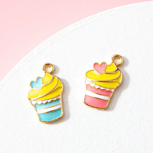 10pcs 9*16mm Enamel Ice Cream Charm For Jewelry Making Earring Bracelet Necklace