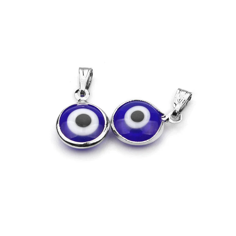 10pcs Alloy Silver Resin Evil Eye Charms Pendants DIY Bracelet Necklace Findings