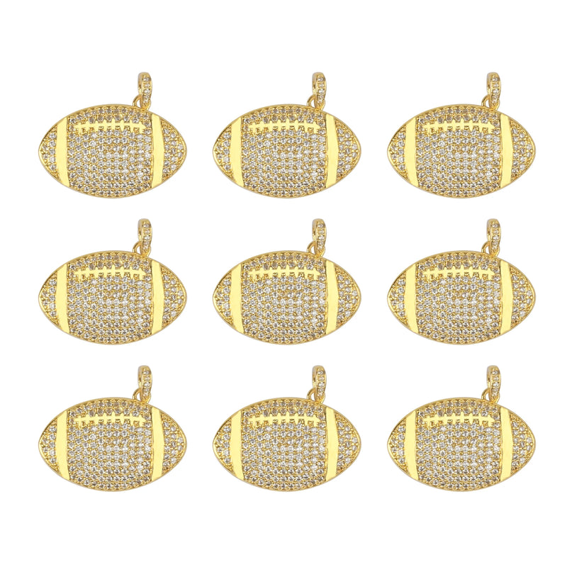 10pcs/Lot CZ Crystal Rugby Charms Pendants for DIY Jewelry Making