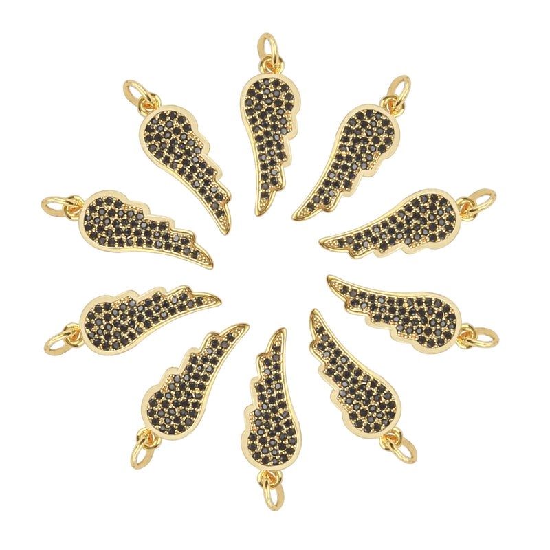 10pcs/Lot CZ Crystal Wing Charms Pendants for DIY Jewelry Making