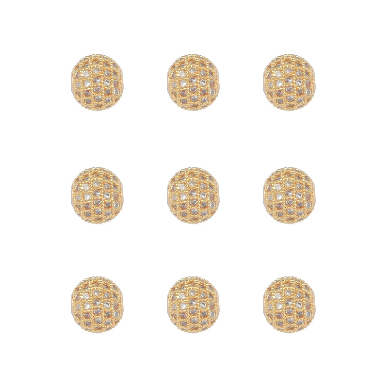 10pcs/Lot CZ Spacer Round Bead Micro Pave Zirconia Beads DIY Jewelry