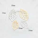 10pcs Hollow Leaf Charms for Jewelry Making Copper Nickel Charms