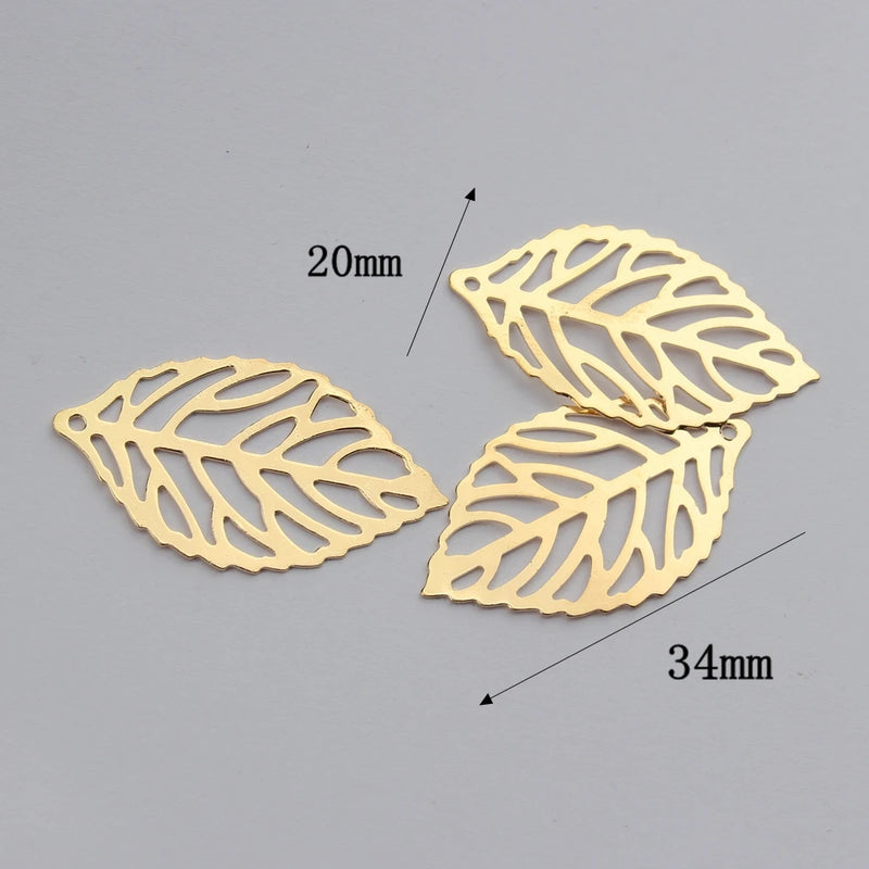 10pcs Hollow Leaf Charms for Jewelry Making Copper Nickel Charms
