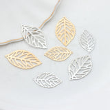 10pcs Hollow Leaf Charms for Jewelry Making Copper Nickel Charms