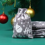 10pcs Christmas Burlap Pouches Jute Drawstring Bags