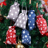 10pcs Christmas Burlap Pouches Jute Drawstring Bags