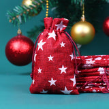 10pcs Christmas Burlap Pouches Jute Drawstring Bags
