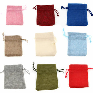10pcs/Lot Colorful Burlap Jewelry Packaging Bags Wedding Drawstring Bag