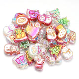10pcs Enamel Christmas Acrylic Beads Santa Claus Elk Snowman DIY Bracelet
