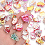 10pcs Enamel Christmas Acrylic Beads Santa Claus Elk Snowman DIY Bracelet