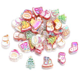 10pcs Enamel Christmas Acrylic Beads Santa Claus Elk Snowman DIY Bracelet