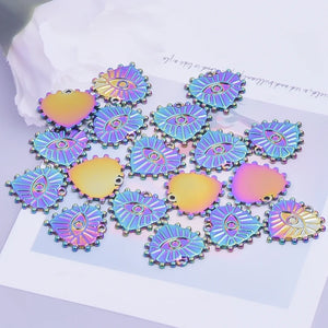 10pcs Devil's Eye Pendant Stainless Steel for Jewelry DIY