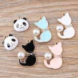 10pcs/Kit DIY Jewelry Dripping Alloy Pendant Panda Head Pearl Cat Shape Charms