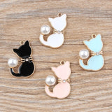 10pcs/Kit DIY Jewelry Dripping Alloy Pendant Panda Head Pearl Cat Shape Charms