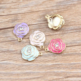 10pcs Camellia Flowers Alloy Charms DIY Jewelry Making Findings